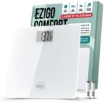 Digital Bathroom Scale for Body Weight EziGo Large Platform 12 inch 30cm, High Capacity 440lb 200kg, Accurate Scale for Adults, Elderly, Seniors, Pets, and Babies