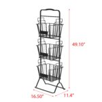 Oceanstar 3-Tier Metal Wire Storage Basket Stand with Removable Baskets – Black - Image 6