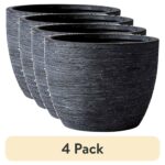 (4 pack)4.5" Textured Matte Ceramic Pot, Black, 1 - Piece
