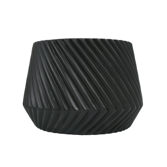 d0102x3635v.jpg 6 in Black Ceramic Ridge Planter - Image 1