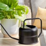 0.37 Gallon Metal Watering Can, Black - Image 2