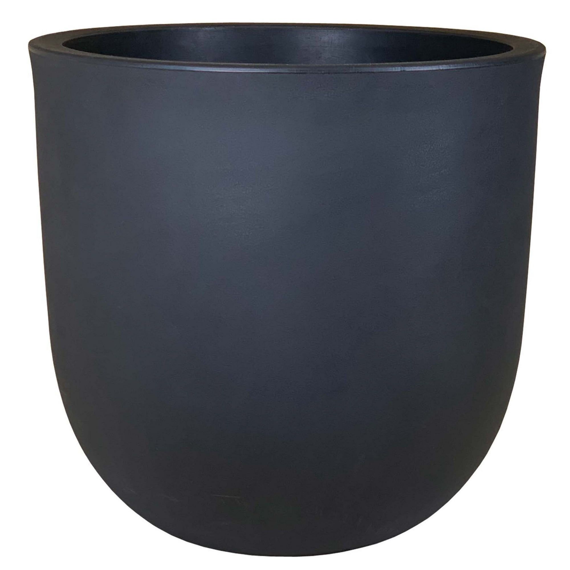 d0102x36lcg.jpg 18in Mosswood Resin Planter, Matte Black - Image 1