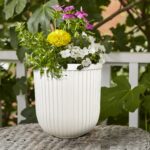 16"W x 16"L x 15.8"H Ellan White Resin Plant Pot Planter - Image 2