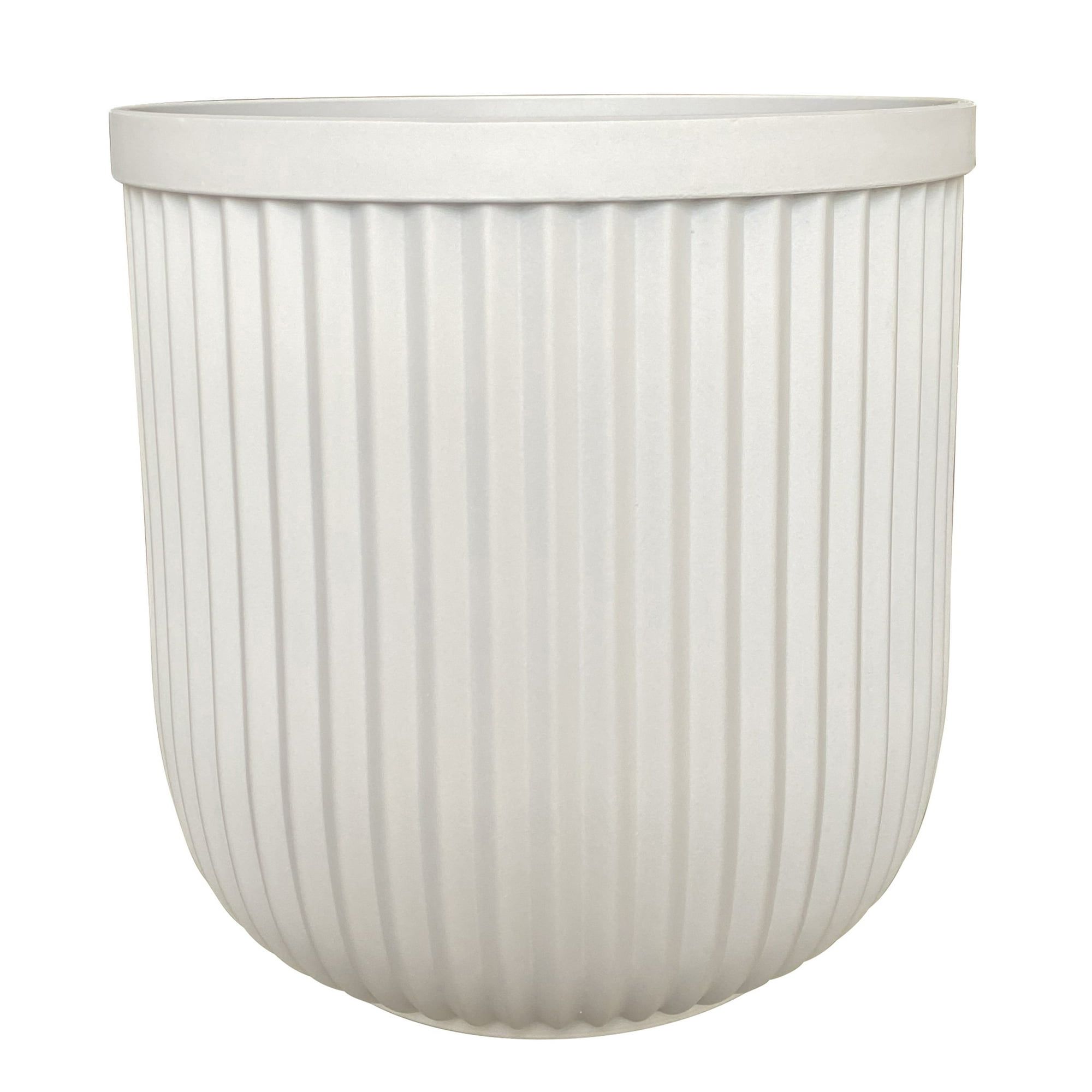 d0102x36lcu.jpg 16"W x 16"L x 15.8"H Ellan White Resin Plant Pot Planter - Image 1