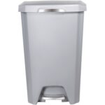 12.1 Gallon Trash Can, Plastic Soft Close Step On Kitchen Trash Can, Gray - Image 2