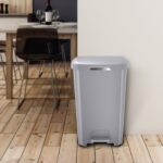 12.1 Gallon Trash Can, Plastic Soft Close Step On Kitchen Trash Can, Gray - Image 3