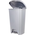 12.1 Gallon Trash Can, Plastic Soft Close Step On Kitchen Trash Can, Gray - Image 5