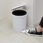 1.5 Gallon Round White Plastic Indoor Step Trash Can for Bathroom - Image 2