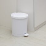 1.5 Gallon Round White Plastic Indoor Step Trash Can for Bathroom