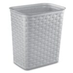 (2 pack) 3.4 Gallon Weave Wastebasket, Décor Trash Can and Space Efficient Shape, Light Gray - Image 2