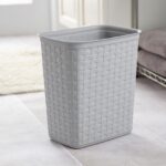 (2 pack) 3.4 Gallon Weave Wastebasket, Décor Trash Can and Space Efficient Shape, Light Gray - Image 4