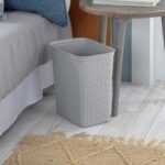 (2 pack) 3.4 Gallon Weave Wastebasket, Décor Trash Can and Space Efficient Shape, Light Gray - Image 5