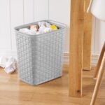 (2 pack) 3.4 Gallon Weave Wastebasket, Décor Trash Can and Space Efficient Shape, Light Gray - Image 6