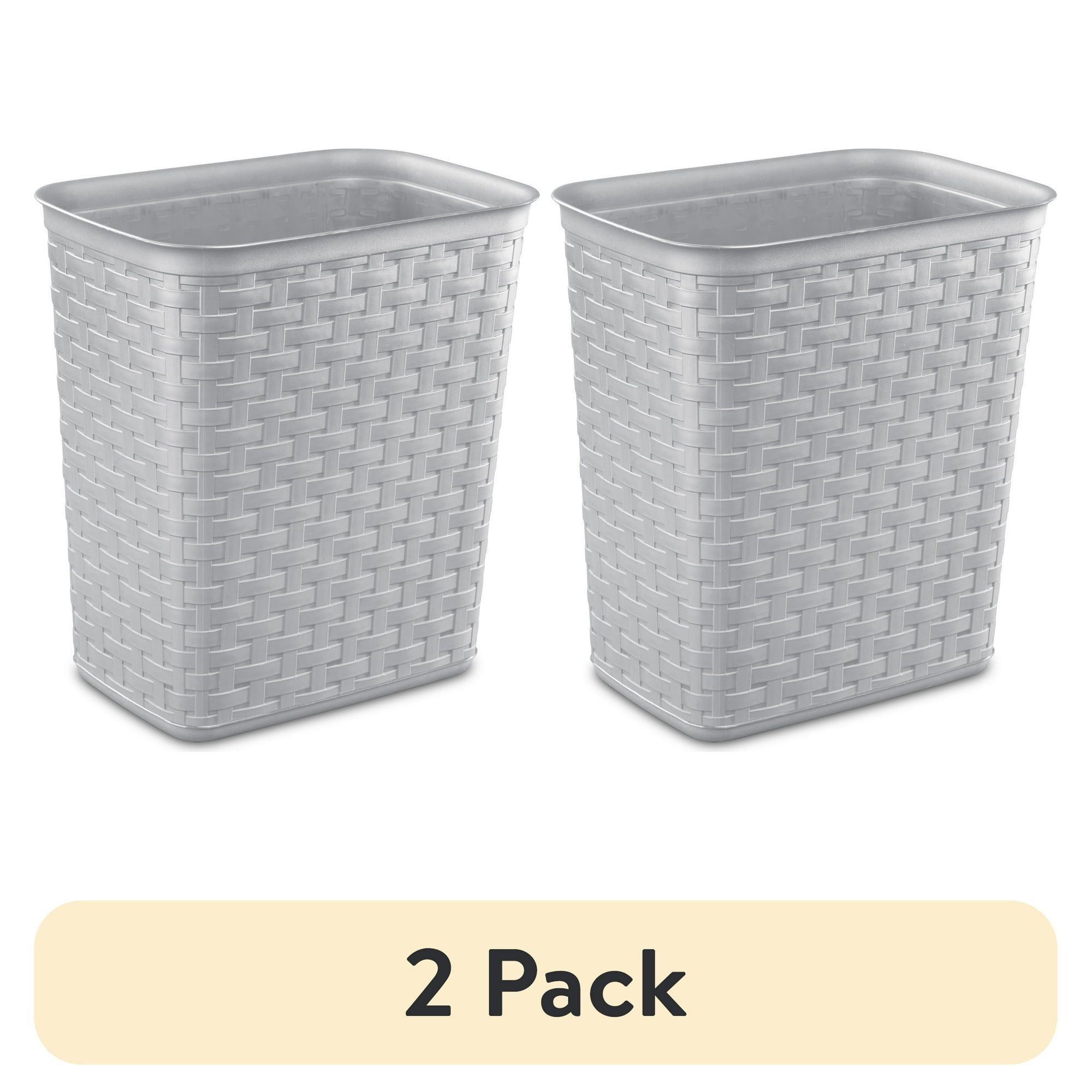 d0102x3839u.jpg (2 pack) 3.4 Gallon Weave Wastebasket, Décor Trash Can and Space Efficient Shape, Light Gray - Image 1