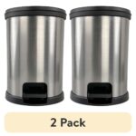 (2 pack) Bathroom Trash Can, 1.5 Gallon, Plastic Round Step Garbage Bin, Silver