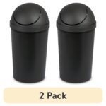 (2 pack) 3 Gallon Round SwingTop Wastebasket, Domed Push To Open Lid Trash Can, for Small Spaces