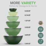 12 Piece Green Ombre Mixing Bowl Set for Kitchen, Nesting Bowls with Lids Set, 6 Prep Bowls and 6 Lids, Diswasher and Freezer Safe - Image 2