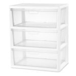 3 Drawer Tower, Versatile Storage with Clear Drawers Become Removable Bins, Easy to Assemble, White