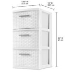3 Drawer Weave Tower, Plastic Decor Drawers with Pull Handles, White - Image 2