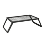 Heavy-Duty Carbon Steel Campfire Grill, 24" x 16", Foldable Legs, Black