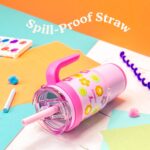 Coldee Kids Tumbler with Spill-Proof Straw & Handle. Insulated Stainless Steel 18 oz, Smiles - Image 4