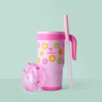 Coldee Kids Tumbler with Spill-Proof Straw & Handle. Insulated Stainless Steel 18 oz, Smiles - Image 5