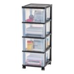 4-Drawer Narrow Plastic Storage Drawer Cart, Black
