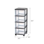 4-Drawer Narrow Plastic Storage Drawer Cart, Black - Image 6