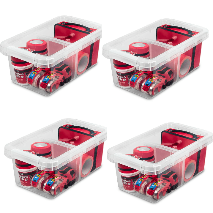 d0102x3cxc7.png 4 Pack 17 Quart Clear Storage Bin, Latched Storage Container with Divider - Image 1