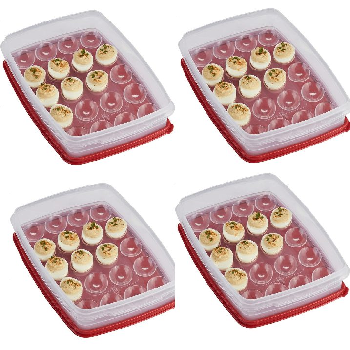 d0102x3cxcy.png 4 Pack Egg Keeper Food Storage Container, Clear/Red, 1 Count - Image 1