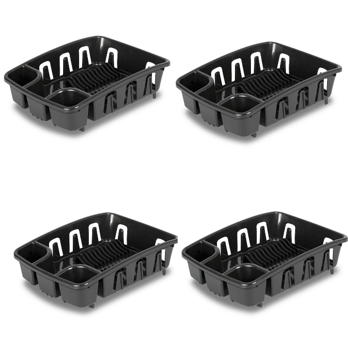 d0102x3cxmg.png 4 Pack Dishrack and Drainboard Inclined Base for Draining, Black - Image 1