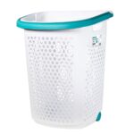 2 Bushel Rolling Plastic Laundry Hamper with Pop-up Handle, White, Adult / Tween