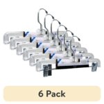 (6 pack) Pant & Skirt Hanger, 2 Pack, Crystal Clear Plastic, Swivel Neck, for All Ages