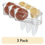 (3 pack) Plastic Kitchen Sponge Holder Sink Caddy, Clear