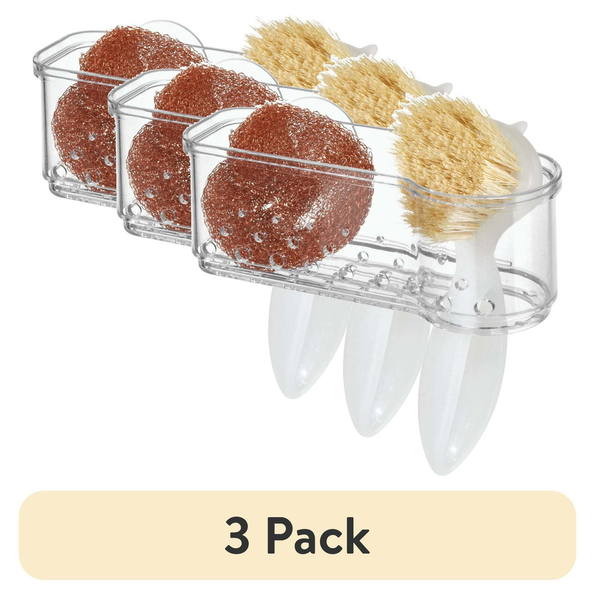 d0102x3dlaw.jpg (3 pack) Plastic Kitchen Sponge Holder Sink Caddy, Clear - Image 1