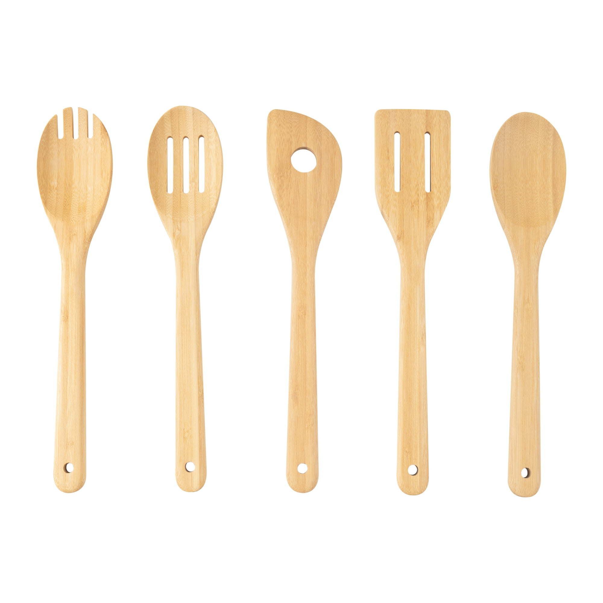 d0102x3dlqv.jpg 5pk Bamboo Spoons for Cooking, Kitchen Essential Tools Set - Image 1