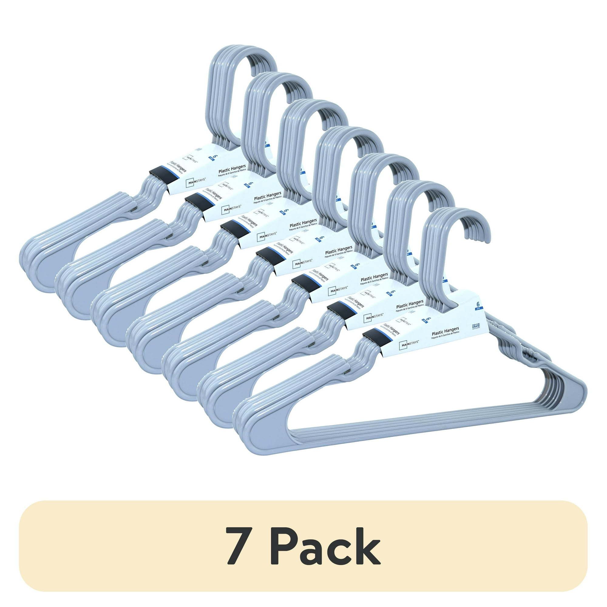 d0102x3dq3w.jpg (7 pack)Plastic Notched Adult Hangers for Any Clothing Type, Arctic White 6 Count - Image 1