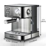 PlumChef Espresso Machine 20 Bar Professional Compact Household Coffee Espresso Maker with Milk Frother Steam Wand Pressure Gauge 54oz Water Tank Low Noise and Fast Coffee Machine for Cappuccino Latte - Image 3