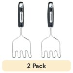 (2 pack) Professional Stainless Steel Potato Masher with Black Handle