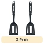 (2 pack) Professional Nylon Slotted Kitchen Spatula/Turner with Black Handle