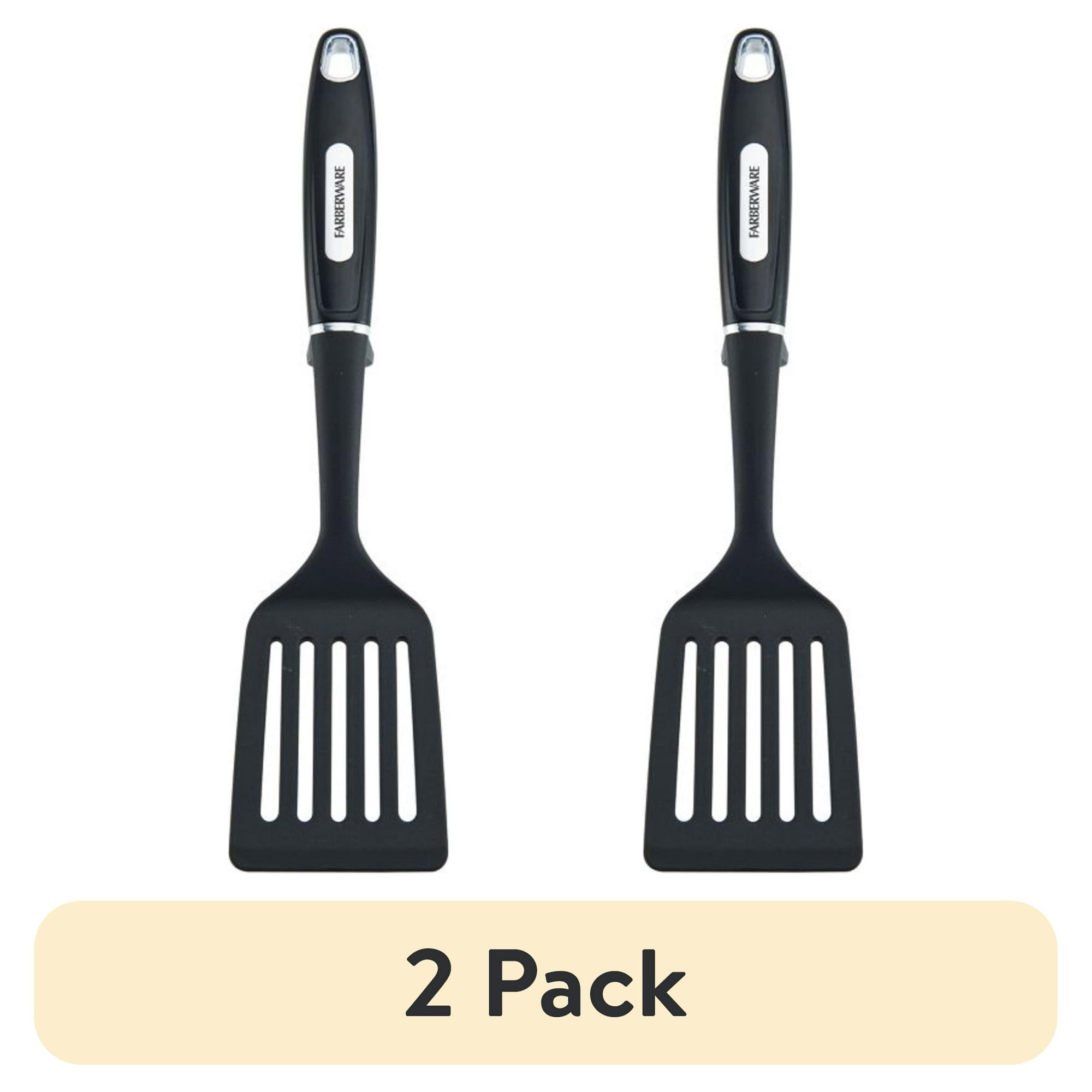 d0102x3j2ba.jpg (2 pack) Professional Nylon Slotted Kitchen Spatula/Turner with Black Handle - Image 1