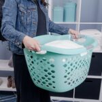 (4 pack) Home Logic 1.8 Bushel Hip Grip Plastic Laundry Basket, Teal, Adult / Tween - Image 4