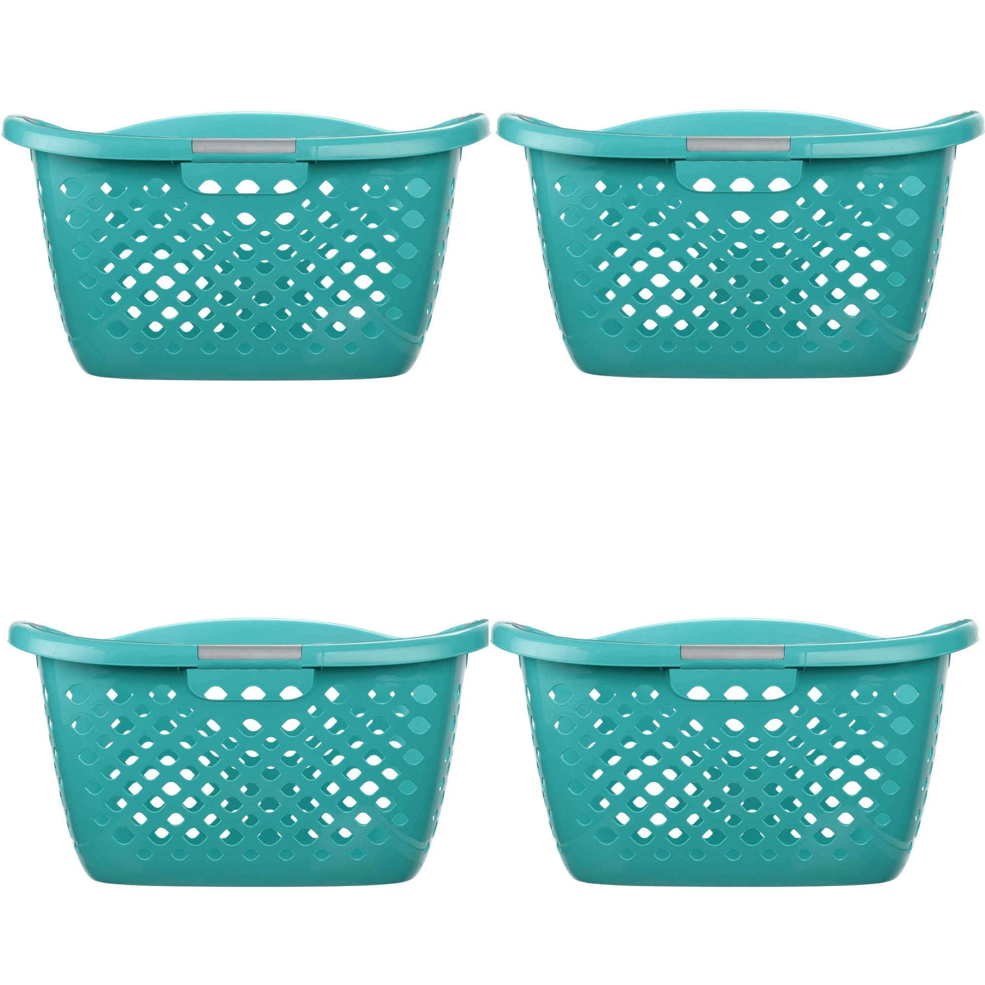 d0102x3j6jy.png (4 pack) Home Logic 1.8 Bushel Hip Grip Plastic Laundry Basket, Teal, Adult / Tween - Image 1