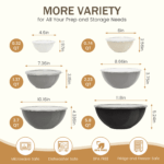 Bowls with Lids Set, 12 Piece Plastic Mixing Bowls Set, Nesting Mixing Bowl for Space Saving Storage, Ideal for Cooking, Baking, Food Prep (Gray) - Image 2