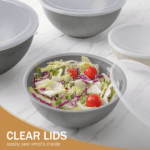 Bowls with Lids Set, 12 Piece Plastic Mixing Bowls Set, Nesting Mixing Bowl for Space Saving Storage, Ideal for Cooking, Baking, Food Prep (Gray) - Image 3