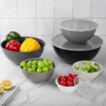 Bowls with Lids Set, 12 Piece Plastic Mixing Bowls Set, Nesting Mixing Bowl for Space Saving Storage, Ideal for Cooking, Baking, Food Prep (Gray) - Image 6