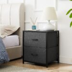 2 Drawer Fabric Nightstand, Grey Finish - Image 2