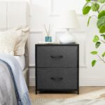 2 Drawer Fabric Nightstand, Grey Finish