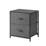 2 Drawer Fabric Nightstand, Grey Finish - Image 3