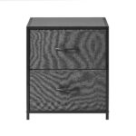 2 Drawer Fabric Nightstand, Grey Finish - Image 4